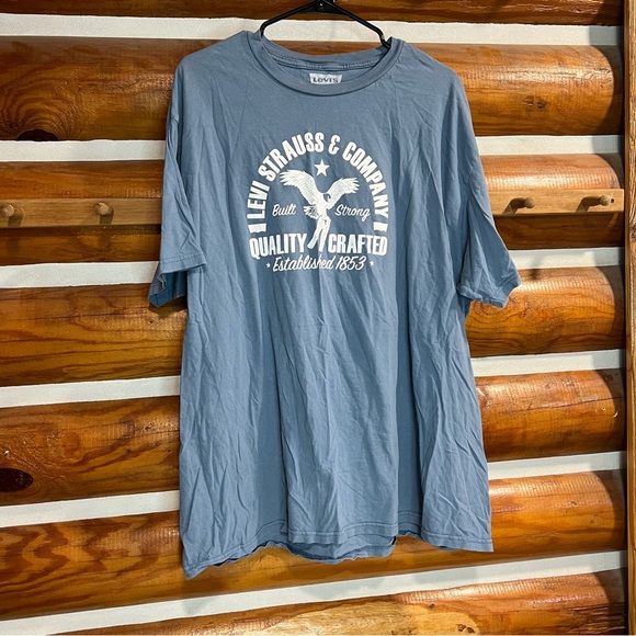 Levi's Classic Blue Tee with White Logo - Picture 1 of 3